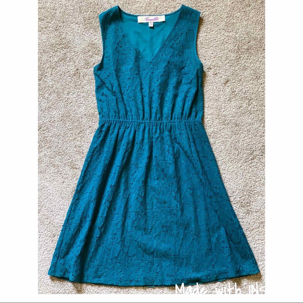 Emmelee Blue Lace Overlay Dress